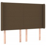 vidaXL Tăblie de pat cu LED, maro închis, 147x16x118/128 cm, textil vidaXL Tăblie de pat cu LED, maro închis, 147x16x118/128 cm, textil