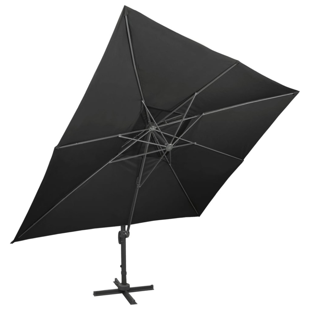 vidaXL Umbrelă în consolă cu înveliș dublu, negru, 400x300 cm