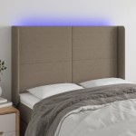 vidaXL Tăblie de pat cu LED, gri taupe, 147x16x118/128 cm, textil vidaXL Tăblie de pat cu LED, gri taupe, 147x16x118/128 cm, textil