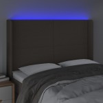 vidaXL Tăblie de pat cu LED, gri taupe, 147x16x118/128 cm, textil vidaXL Tăblie de pat cu LED, gri taupe, 147x16x118/128 cm, textil