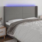 vidaXL Tăblie de pat cu LED, gri închis, 163x16x118/128 cm, textil