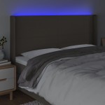vidaXL Tăblie de pat cu LED, gri taupe, 163x16x118/128 cm, textil vidaXL Tăblie de pat cu LED, gri taupe, 163x16x118/128 cm, textil