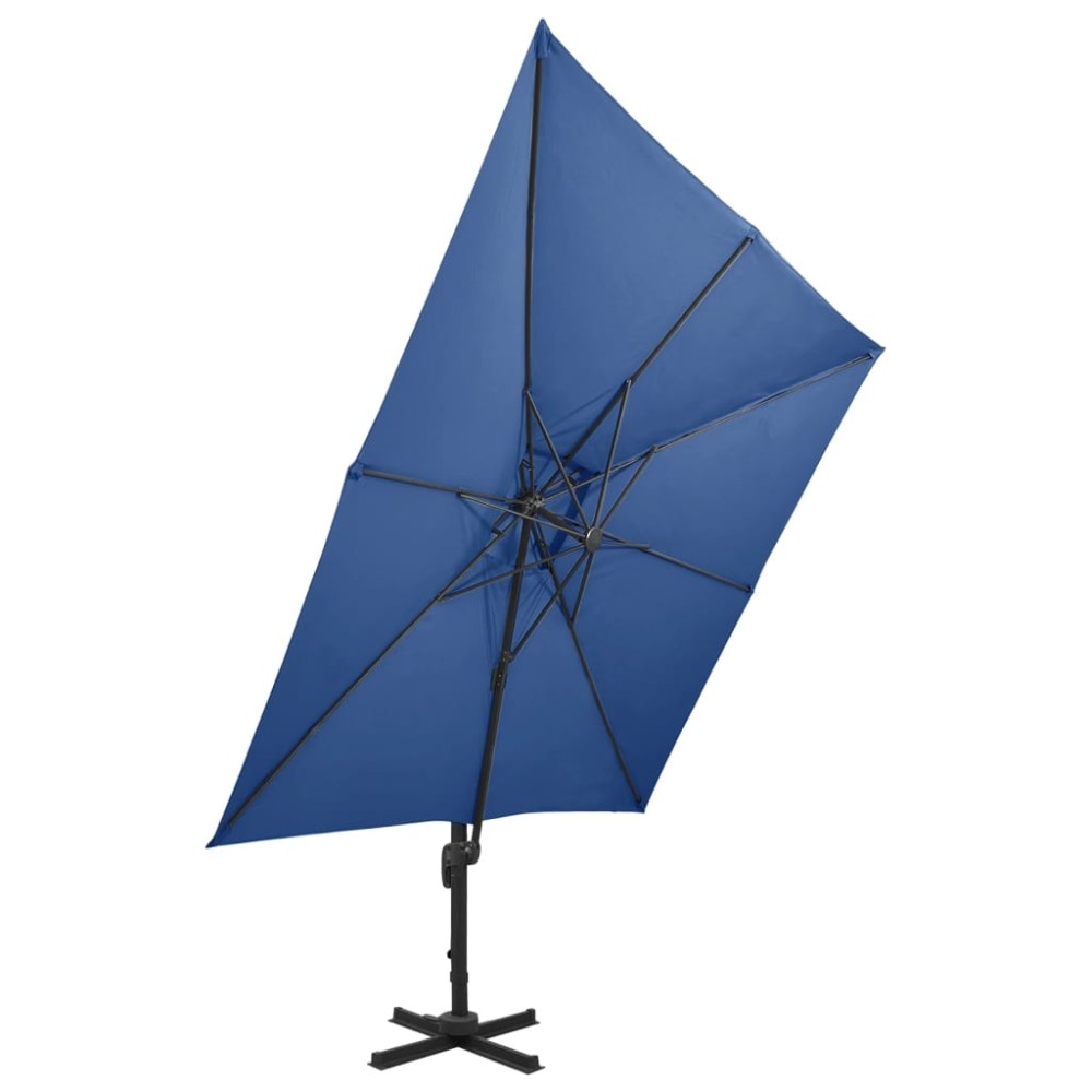 vidaXL Umbrelă în consolă cu înveliș dublu, albastru azur, 300x300 cm