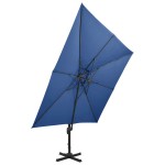 vidaXL Umbrelă în consolă cu înveliș dublu, albastru azur, 300x300 cm vidaXL Umbrelă în consolă cu înveliș dublu, albastru azur, 300x300 cm
