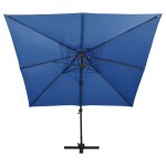 vidaXL Umbrelă în consolă cu înveliș dublu, albastru azur, 300x300 cm vidaXL Umbrelă în consolă cu înveliș dublu, albastru azur, 300x300 cm
