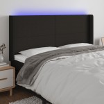 vidaXL Tăblie de pat cu LED, negru, 183x16x118/128 cm, textil