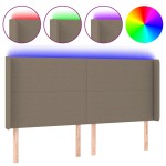 vidaXL Tăblie de pat cu LED, gri taupe, 183x16x118/128 cm, textil