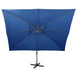 vidaXL Umbrelă în consolă cu înveliș dublu, albastru azuriu 400x300 cm vidaXL Umbrelă în consolă cu înveliș dublu, albastru azuriu 400x300 cm