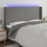 vidaXL Tăblie de pat cu LED, gri închis, 203x16x118/128 cm, textil vidaXL Tăblie de pat cu LED, gri închis, 203x16x118/128 cm, textil