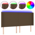 vidaXL Tăblie de pat cu LED, maro închis, 203x16x118/128 cm, textil vidaXL Tăblie de pat cu LED, maro închis, 203x16x118/128 cm, textil