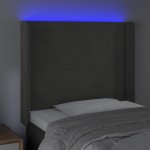 vidaXL Tăblie de pat cu LED, gri închis, 83x16x118/128 cm, catifea vidaXL Tăblie de pat cu LED, gri închis, 83x16x118/128 cm, catifea