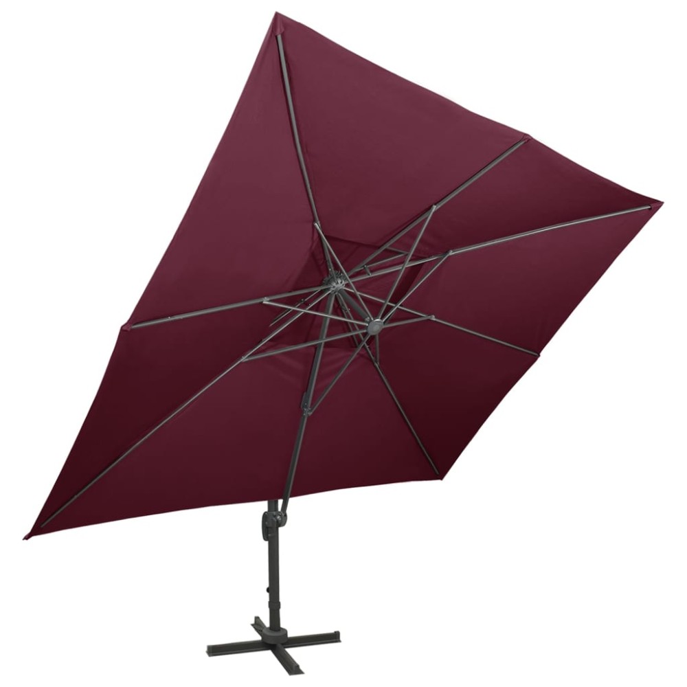 vidaXL Umbrelă în consolă cu înveliș dublu, roșu bordo, 400x300 cm