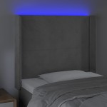 vidaXL Tăblie de pat cu LED, gri deschis, 103x16x118/128 cm, catifea
