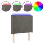 vidaXL Tăblie de pat cu LED, gri închis, 103x16x118/128 cm, catifea vidaXL Tăblie de pat cu LED, gri închis, 103x16x118/128 cm, catifea