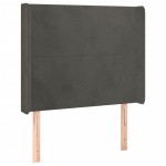 vidaXL Tăblie de pat cu LED, gri închis, 103x16x118/128 cm, catifea vidaXL Tăblie de pat cu LED, gri închis, 103x16x118/128 cm, catifea