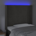 vidaXL Tăblie de pat cu LED, gri închis, 103x16x118/128 cm, catifea vidaXL Tăblie de pat cu LED, gri închis, 103x16x118/128 cm, catifea
