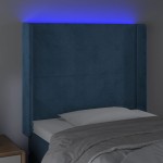 vidaXL Tăblie de pat cu LED, albastru închis, 103x16x118/128cm catifea