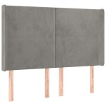 vidaXL Tăblie de pat cu LED, gri deschis, 147x16x118/128 cm, catifea