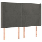 vidaXL Tăblie de pat cu LED, gri închis, 147x16x118/128 cm, catifea vidaXL Tăblie de pat cu LED, gri închis, 147x16x118/128 cm, catifea