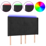 vidaXL Tăblie de pat cu LED, negru, 147x16x118/128 cm, catifea vidaXL Tăblie de pat cu LED, negru, 147x16x118/128 cm, catifea
