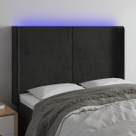 vidaXL Tăblie de pat cu LED, negru, 147x16x118/128 cm, catifea vidaXL Tăblie de pat cu LED, negru, 147x16x118/128 cm, catifea