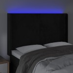 vidaXL Tăblie de pat cu LED, negru, 147x16x118/128 cm, catifea vidaXL Tăblie de pat cu LED, negru, 147x16x118/128 cm, catifea
