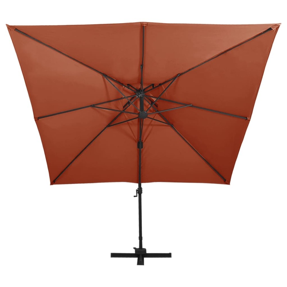 vidaXL Umbrelă în consolă cu înveliș dublu, cărămiziu, 300x300 cm