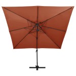 vidaXL Umbrelă în consolă cu înveliș dublu, cărămiziu, 300x300 cm vidaXL Umbrelă în consolă cu înveliș dublu, cărămiziu, 300x300 cm