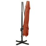 vidaXL Umbrelă în consolă cu înveliș dublu, cărămiziu, 300x300 cm vidaXL Umbrelă în consolă cu înveliș dublu, cărămiziu, 300x300 cm