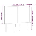 vidaXL Tăblie de pat cu LED, albastru închis, 147x16x118/128cm catifea