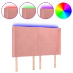 vidaXL Tăblie de pat cu LED, roz, 147x16x118/128 cm, catifea vidaXL Tăblie de pat cu LED, roz, 147x16x118/128 cm, catifea