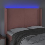 vidaXL Tăblie de pat cu LED, roz, 147x16x118/128 cm, catifea vidaXL Tăblie de pat cu LED, roz, 147x16x118/128 cm, catifea