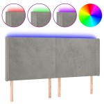 vidaXL Tăblie de pat cu LED, gri deschis, 183x16x118/128 cm, catifea