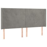 vidaXL Tăblie de pat cu LED, gri deschis, 183x16x118/128 cm, catifea