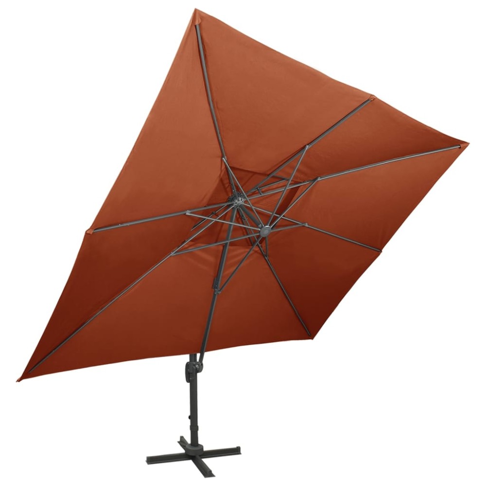 vidaXL Umbrelă în consolă cu înveliș dublu, cărămiziu, 400x300 cm