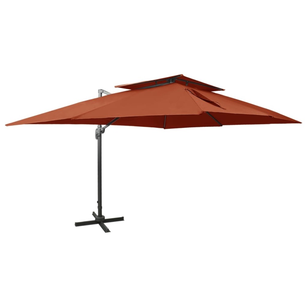 vidaXL Umbrelă în consolă cu înveliș dublu, cărămiziu, 400x300 cm