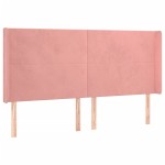 vidaXL Tăblie de pat cu LED, roz, 183x16x118/128 cm, catifea