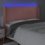 vidaXL Tăblie de pat cu LED, roz, 183x16x118/128 cm, catifea