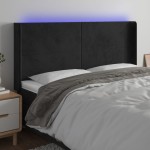 vidaXL Tăblie de pat cu LED, negru, 203x16x118/128 cm, catifea vidaXL Tăblie de pat cu LED, negru, 203x16x118/128 cm, catifea