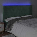 vidaXL Tăblie de pat cu LED, verde închis, 203x16x118/128 cm, catifea vidaXL Tăblie de pat cu LED, verde închis, 203x16x118/128 cm, catifea