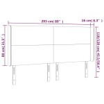 vidaXL Tăblie de pat cu LED, albastru închis, 203x16x118/128cm catifea