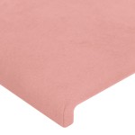 vidaXL Tăblie de pat cu LED, roz, 203x16x118/128 cm, catifea