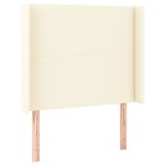 vidaXL Tăblie de pat cu LED, crem, 83x16x118/128 cm, piele ecologică