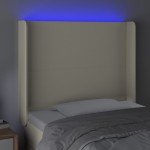 vidaXL Tăblie de pat cu LED, crem, 83x16x118/128 cm, piele ecologică