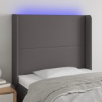 vidaXL Tăblie de pat cu LED, gri , 83x16x118/128 cm, piele ecologică vidaXL Tăblie de pat cu LED, gri , 83x16x118/128 cm, piele ecologică