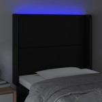 vidaXL Tăblie de pat cu LED, negru, 93x16x118/128 cm, piele ecologică