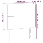 vidaXL Tăblie de pat cu LED, alb, 93x16x118/128 cm, piele ecologică