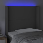 vidaXL Tăblie de pat cu LED, gri , 93x16x118/128 cm, piele ecologică