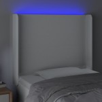 vidaXL Tăblie de pat cu LED, alb, 103x16x118/128 cm, piele ecologică vidaXL Tăblie de pat cu LED, alb, 103x16x118/128 cm, piele ecologică