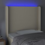 vidaXL Tăblie de pat cu LED, crem, 103x16x118/128 cm, piele ecologică